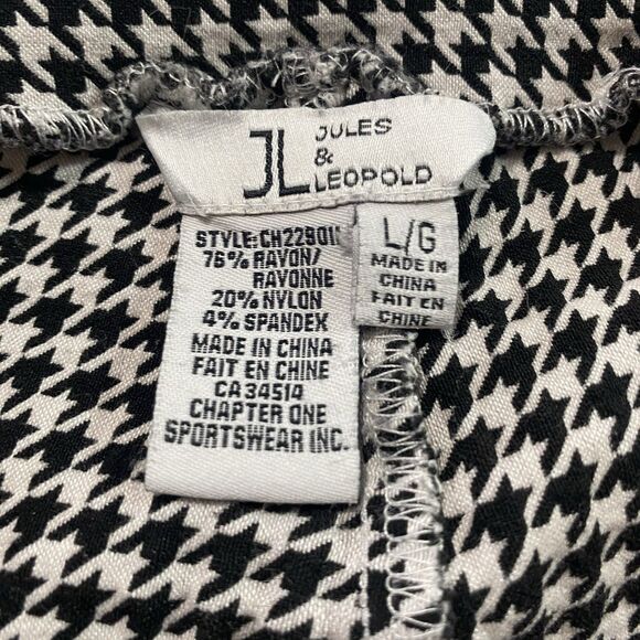 JL JULES & LEOPOLD Pants Houndstooth Plaid Pull-On Tapered Womens L Black White - Picture 4 of 8